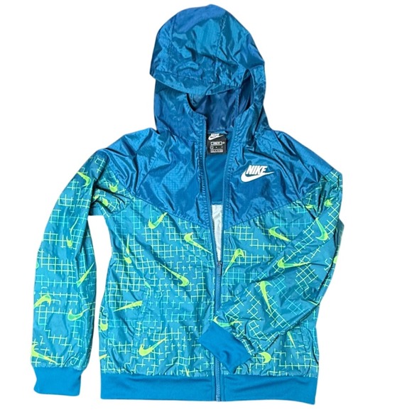 Nike Windrunner Jacket Full Zip Hooded Lightweight Teal‎ Green Size L - Picture 1 of 6